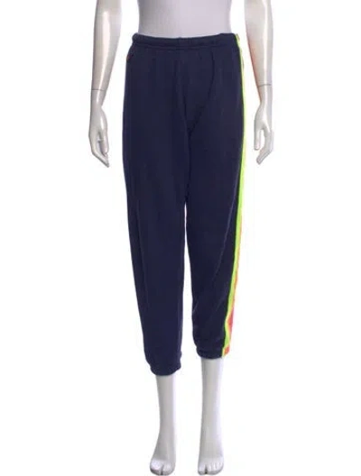 Pre-owned Aviator Nation Colorblock Pattern Straight Leg Pants In Blue