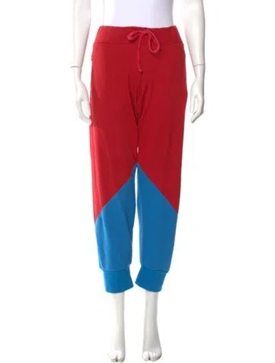 Pre-owned Aviator Nation Colorblock Pattern Straight Leg Pants In Red