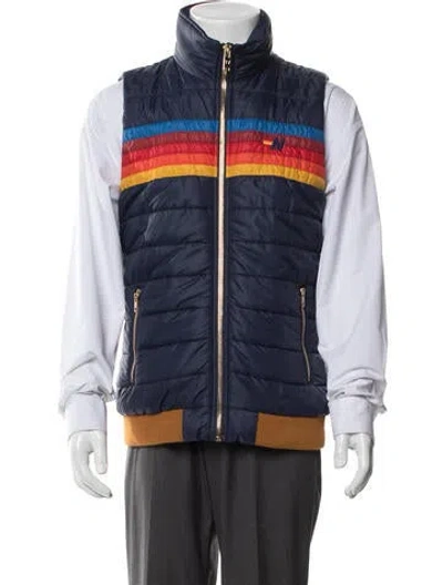 Pre-owned Aviator Nation Colorblock Pattern Vest In Blue