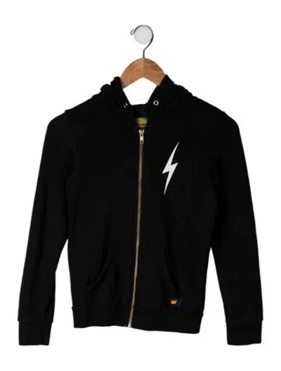 Pre-owned Aviator Nation Kids' Cotton-blend Hooded Sweatshirt In Black
