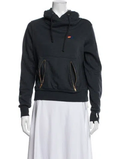 Pre-owned Aviator Nation Cowl Neck Long Sleeve Hoodie In Blue