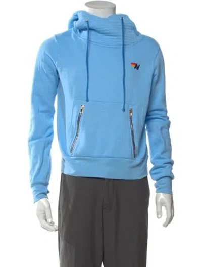 Pre-owned Aviator Nation Cowl Neck Long Sleeve Hoodie In Blue