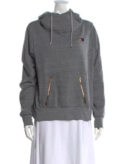 Pre-owned Aviator Nation Cowl Neck Long Sleeve Hoodie In Gray