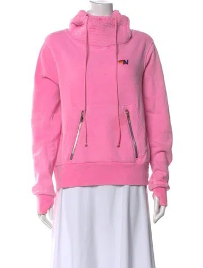Pre-owned Aviator Nation Cowl Neck Long Sleeve Hoodie In Pink