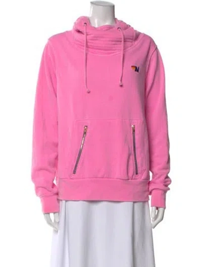 Pre-owned Aviator Nation Cowl Neck Long Sleeve Hoodie In Pink