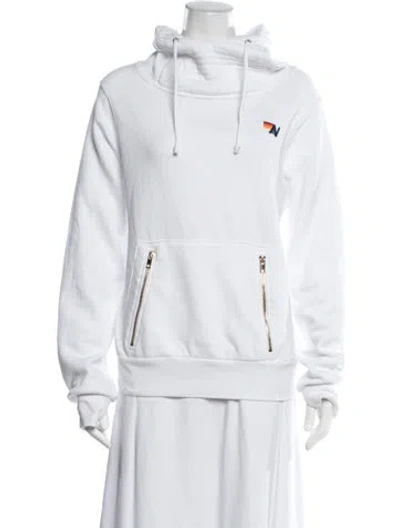 Pre-owned Aviator Nation Cowl Neck Long Sleeve Hoodie In White