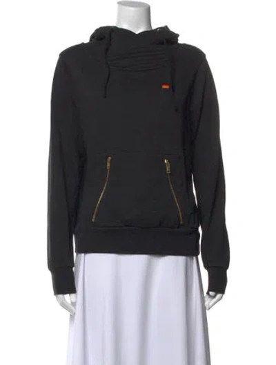 Pre-owned Aviator Nation Crew Neck Long Sleeve Hoodie In Black