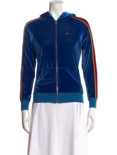 Pre-owned Aviator Nation Crew Neck Long Sleeve Hoodie In Blue