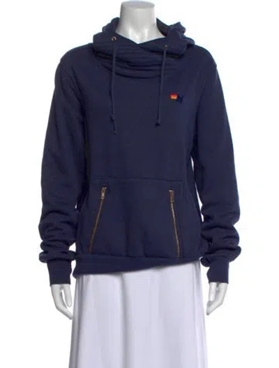 Pre-owned Aviator Nation Crew Neck Long Sleeve Hoodie In Blue