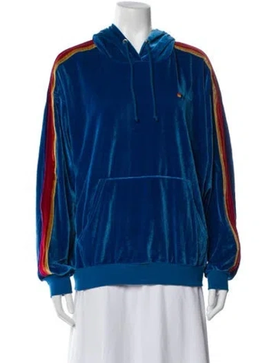 Pre-owned Aviator Nation Crew Neck Long Sleeve Hoodie In Blue