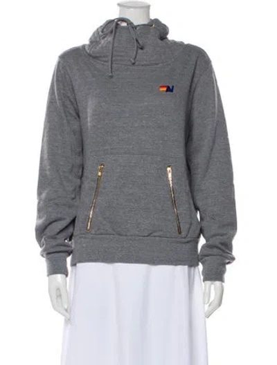 Pre-owned Aviator Nation Crew Neck Long Sleeve Hoodie In Gray