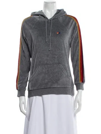 Pre-owned Aviator Nation Crew Neck Long Sleeve Hoodie In Gray