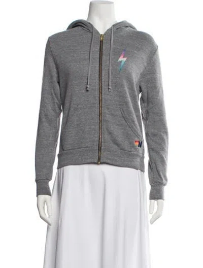Pre-owned Aviator Nation Crew Neck Long Sleeve Hoodie In Gray