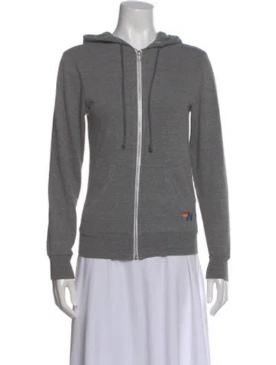 Pre-owned Aviator Nation Crew Neck Long Sleeve Hoodie In Gray