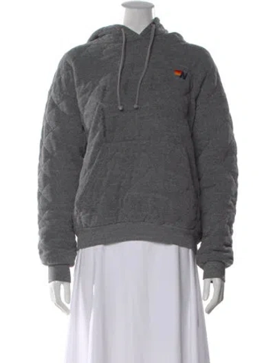 Pre-owned Aviator Nation Crew Neck Long Sleeve Hoodie In Gray