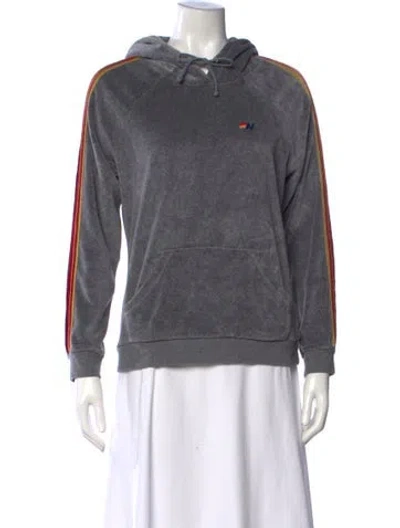 Pre-owned Aviator Nation Crew Neck Long Sleeve Hoodie In Gray