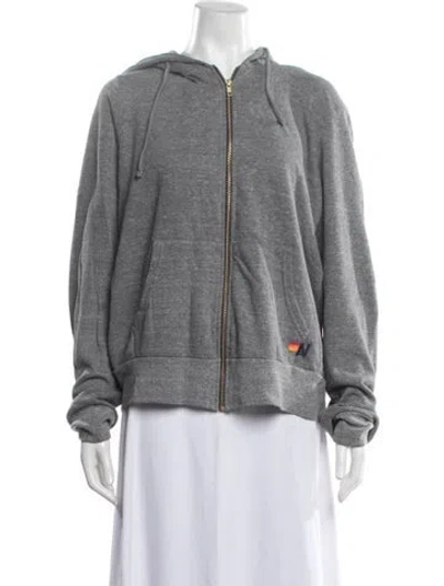 Pre-owned Aviator Nation Crew Neck Long Sleeve Hoodie In Gray