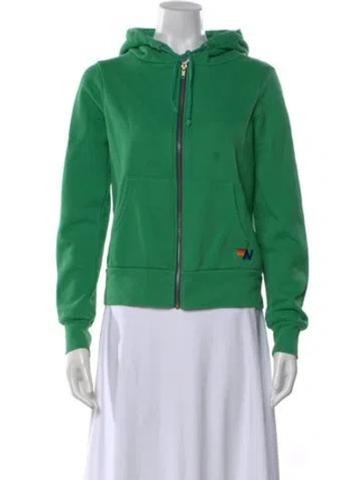 Pre-owned Aviator Nation Crew Neck Long Sleeve Hoodie In Green