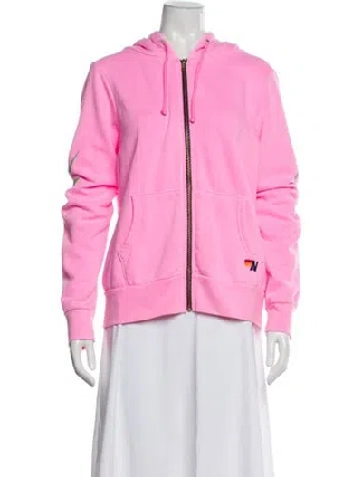 Pre-owned Aviator Nation Crew Neck Long Sleeve Hoodie In Pink