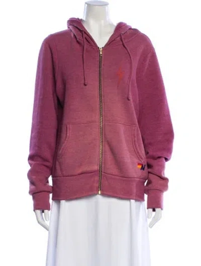 Pre-owned Aviator Nation Crew Neck Long Sleeve Hoodie In Pink