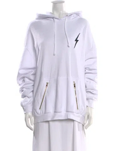 Pre-owned Aviator Nation Crew Neck Long Sleeve Hoodie In White