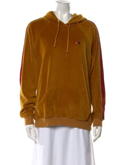 Pre-owned Aviator Nation Crew Neck Long Sleeve Hoodie In Yellow