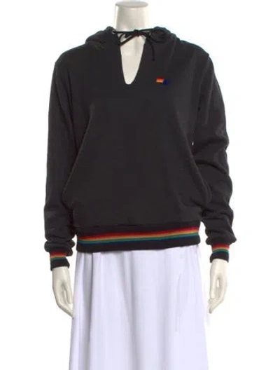 Pre-owned Aviator Nation Crew Neck Long Sleeve Sweatshirt In Black