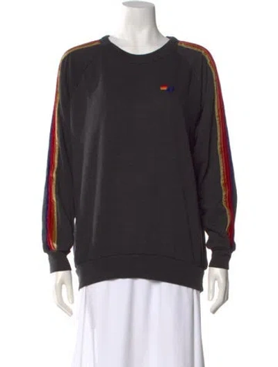 Pre-owned Aviator Nation Crew Neck Long Sleeve Sweatshirt In Black