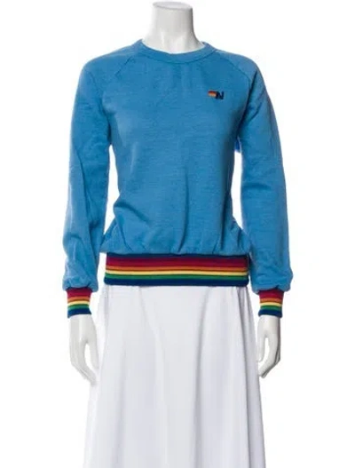 Pre-owned Aviator Nation Crew Neck Long Sleeve Sweatshirt In Blue