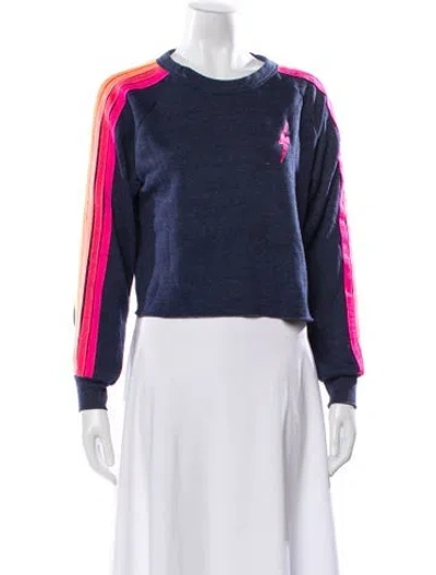 Pre-owned Aviator Nation Crew Neck Long Sleeve Sweatshirt In Blue