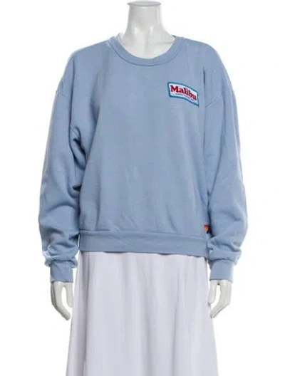 Pre-owned Aviator Nation Crew Neck Long Sleeve Sweatshirt In Blue