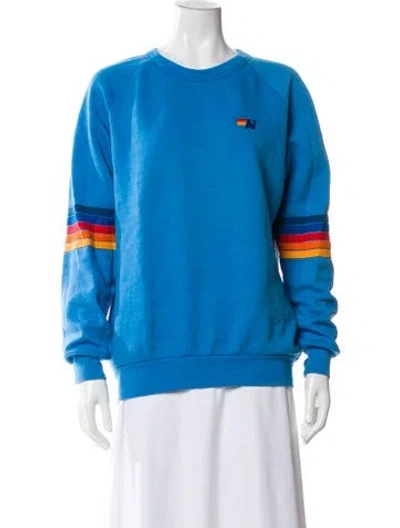 Pre-owned Aviator Nation Crew Neck Long Sleeve Sweatshirt In Blue
