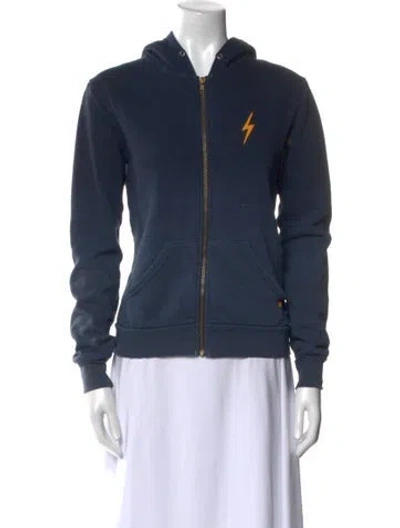 Pre-owned Aviator Nation Crew Neck Long Sleeve Sweatshirt In Blue