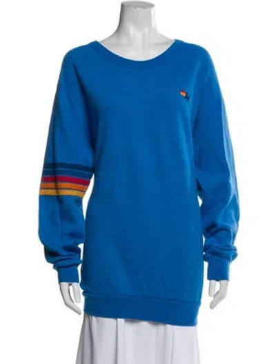 Pre-owned Aviator Nation Crew Neck Long Sleeve Sweatshirt In Blue