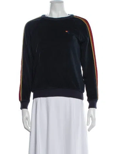 Pre-owned Aviator Nation Crew Neck Long Sleeve Sweatshirt In Blue