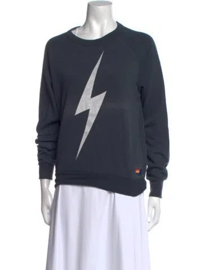 Pre-owned Aviator Nation Crew Neck Long Sleeve Sweatshirt In Blue