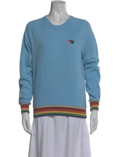 Pre-owned Aviator Nation Crew Neck Long Sleeve Sweatshirt In Blue
