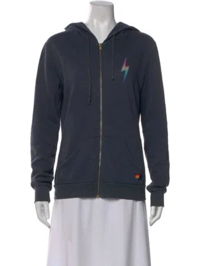 Pre-owned Aviator Nation Crew Neck Long Sleeve Sweatshirt In Blue