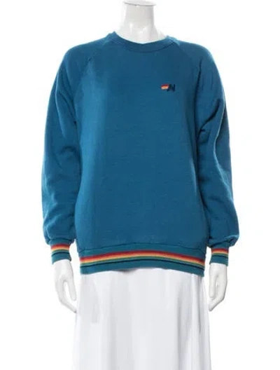 Pre-owned Aviator Nation Crew Neck Long Sleeve Sweatshirt In Blue