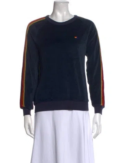 Pre-owned Aviator Nation Crew Neck Long Sleeve Sweatshirt In Blue
