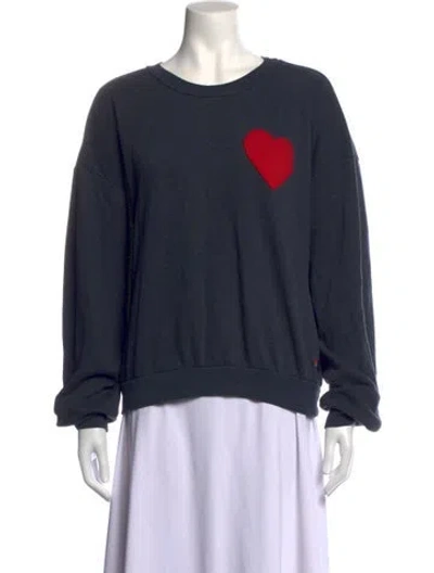 Pre-owned Aviator Nation Crew Neck Long Sleeve Sweatshirt In Blue