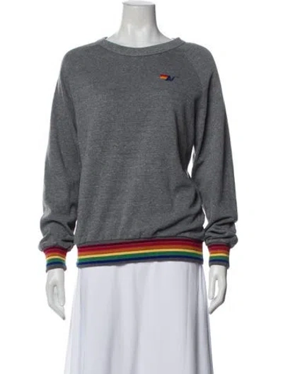 Pre-owned Aviator Nation Crew Neck Long Sleeve Sweatshirt In Gray