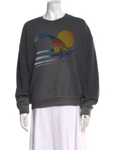 Pre-owned Aviator Nation Crew Neck Long Sleeve Sweatshirt In Gray
