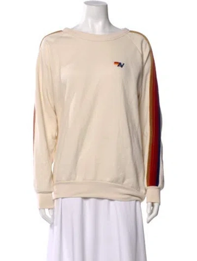 Pre-owned Aviator Nation Crew Neck Long Sleeve Sweatshirt In Neutral