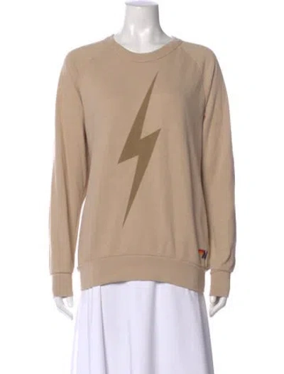 Pre-owned Aviator Nation Crew Neck Long Sleeve Sweatshirt In Neutral