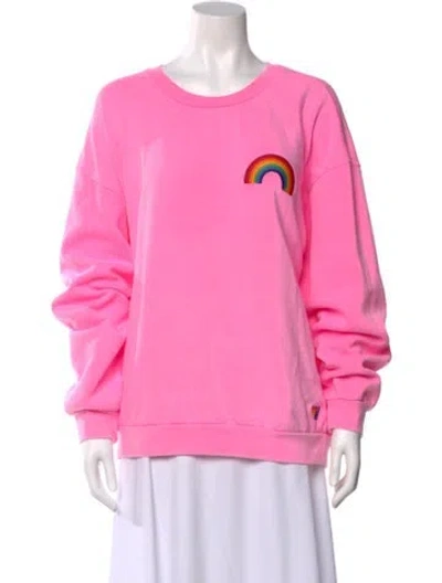 Pre-owned Aviator Nation Crew Neck Long Sleeve Sweatshirt In Pink