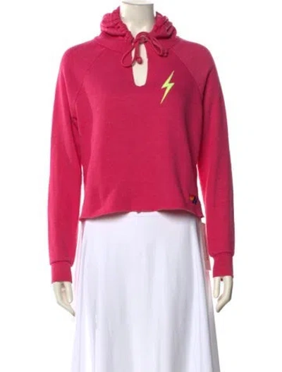 Pre-owned Aviator Nation Crew Neck Long Sleeve Sweatshirt In Pink