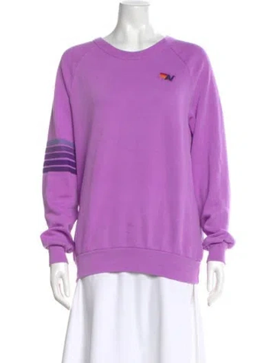 Pre-owned Aviator Nation Crew Neck Long Sleeve Sweatshirt In Purple