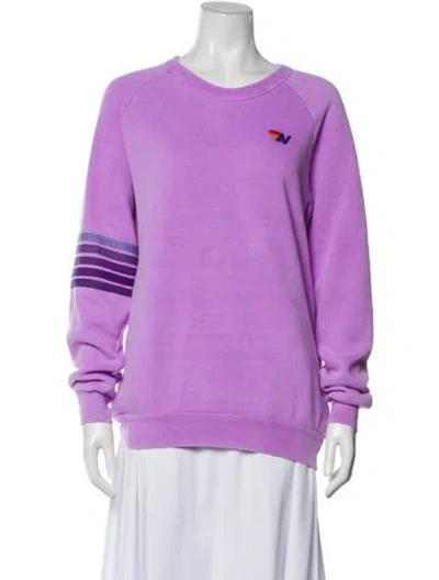 Pre-owned Aviator Nation Crew Neck Long Sleeve Sweatshirt In Purple