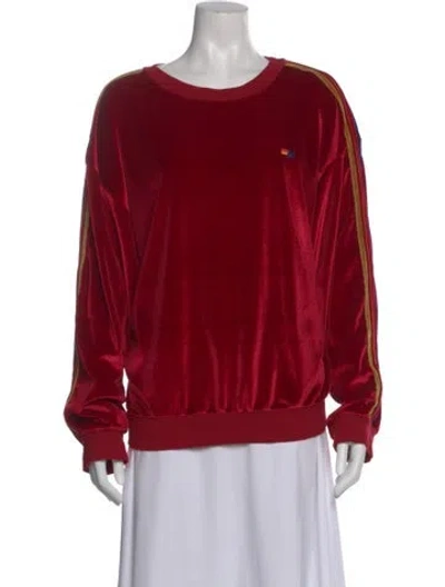Pre-owned Aviator Nation Crew Neck Long Sleeve Sweatshirt In Red